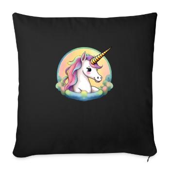 Licorne de dessin animé - Coussin et housse de 45 x 45 cm - noir - Devant