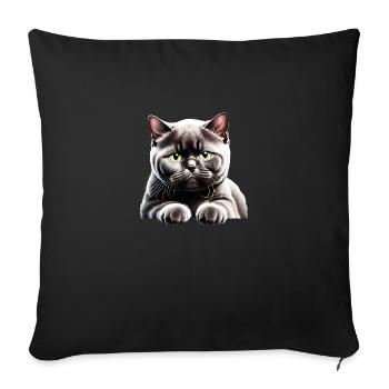 Cat, British Shorthair, Tomcat, Kitten, Cats - Sofa pillow with filling 45cm x 45cm - black - Front