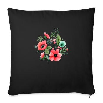 Fleurs de pastèque - Coussin et housse de 45 x 45 cm - noir - Devant