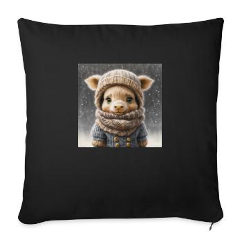 Cute winter animal with clothing in the snow - Sofa pillow with filling 45cm x 45cm - black - Front