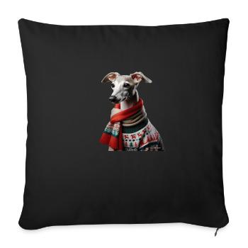Italienisches Windspiel Weihnachten - Sofakissen mit Füllung 45 x 45 cm - Schwarz - Vorne