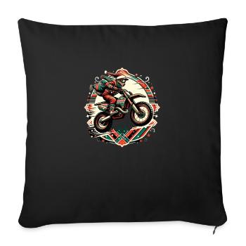 Xmas MotoJump: Festive Adrenaline Rush - Sofa pillow with filling 45cm x 45cm - black - Front