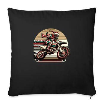 Vol de Noël : style rétro de motocross - Coussin et housse de 45 x 45 cm - noir - Devant