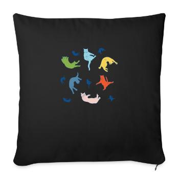 Chute de chats - Coussin et housse de 45 x 45 cm - noir - Devant
