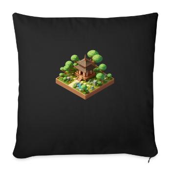 Jardin japonais isométrique : beau et relaxant - Coussin et housse de 45 x 45 cm - noir - Devant