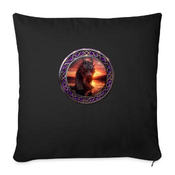 Dragon celtic violet aquatique - Coussin et housse de 45 x 45 cm - noir - Devant
