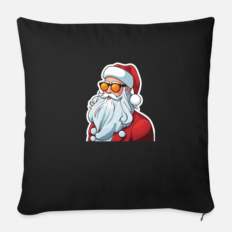 Père Noël dessin de Noël - Coussin et housse de 45 x 45 cm - noir