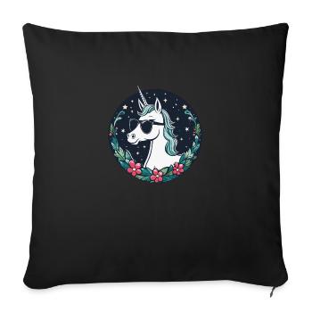Dessin de Noël Licorne - Coussin et housse de 45 x 45 cm - noir - Devant