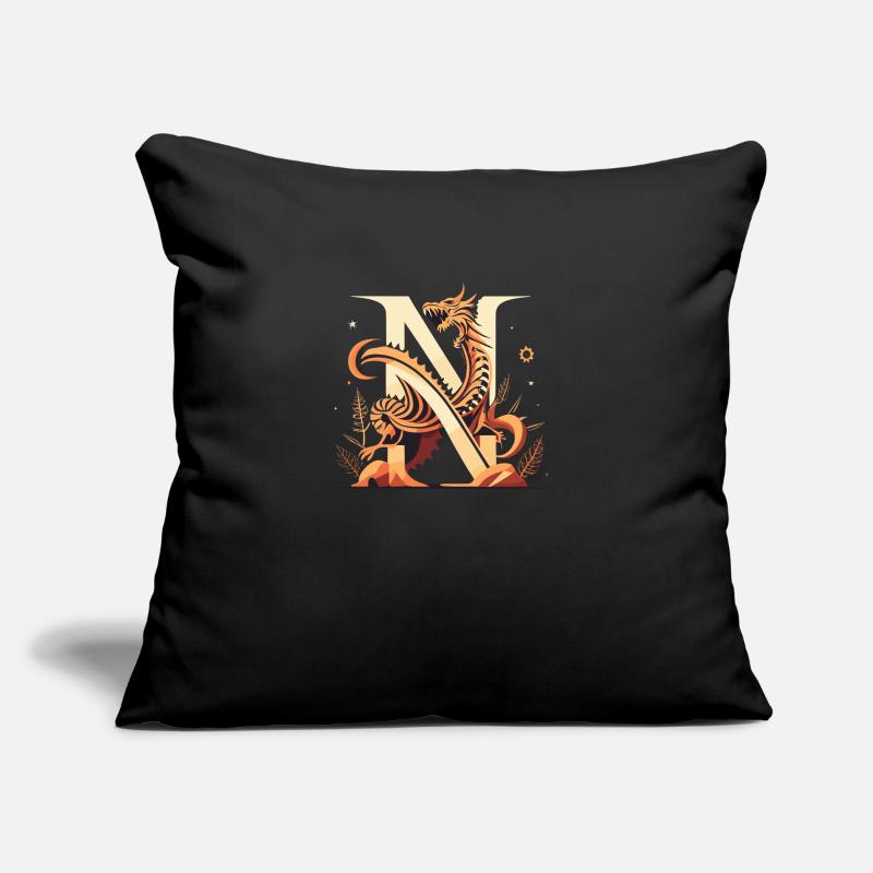 Lettre N avec dragon Coussin et housse de 45 x 45 cm