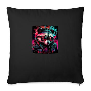 Cyberraton laveur - Coussin et housse de 45 x 45 cm - noir - Devant