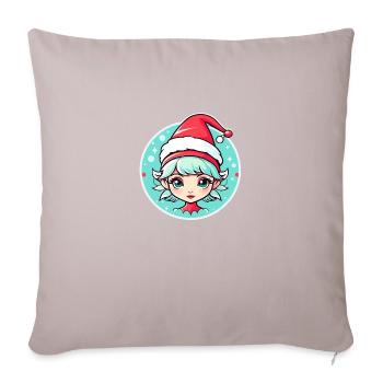 Elf Christmas Illustration - Sofa pillow with filling 45cm x 45cm - light taupe - Front