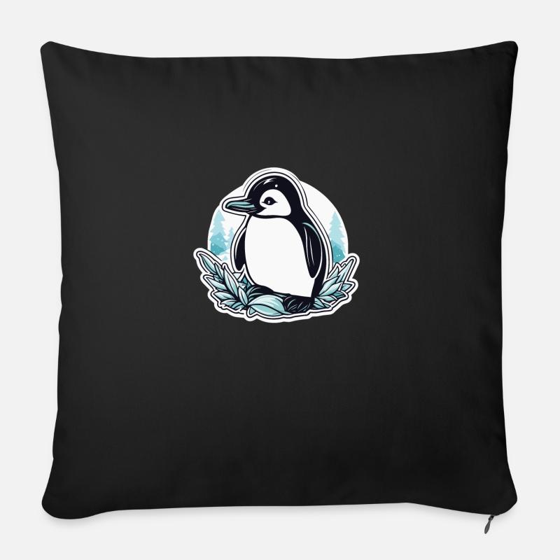 Pinguin Weihnachten Illustration - Sofakissen mit Füllung 45 x 45 cm - Schwarz