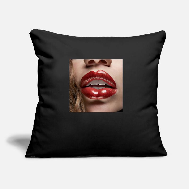 nice female lips black lipstick comic drawing Sofa pillow with filling 45cm x 45cm