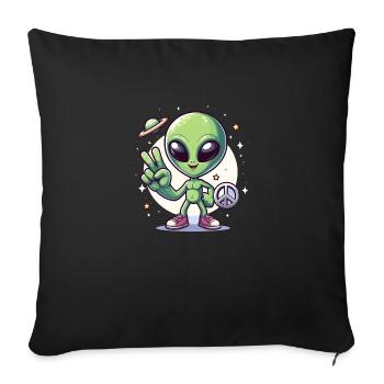 Alien de dessin animé - Coussin et housse de 45 x 45 cm - noir - Devant