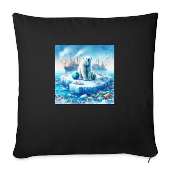 L’ours polaire et l’environnement - Coussin et housse de 45 x 45 cm - noir - Devant