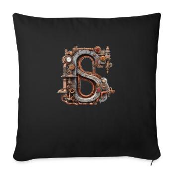 Abstract Futuristic Illustrations Symbols Words - Sofa pillow with filling 45cm x 45cm - black - Front