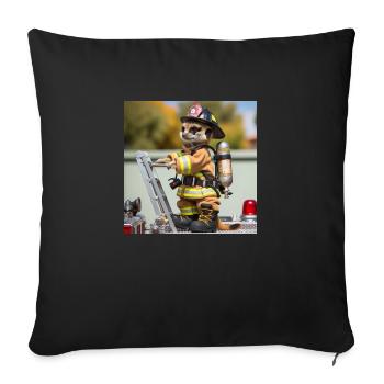 Erdmännchen als Firefighter - Sofakissen mit Füllung 45 x 45 cm - Schwarz - Vorne