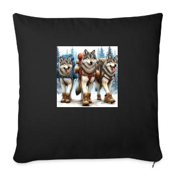 Wandering wolves or does the wolf have to wander ? - Sofa pillow with filling 45cm x 45cm - black - Front