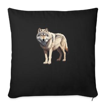 Loup - Motif Grand Loup - Coussin et housse de 45 x 45 cm - noir - Devant