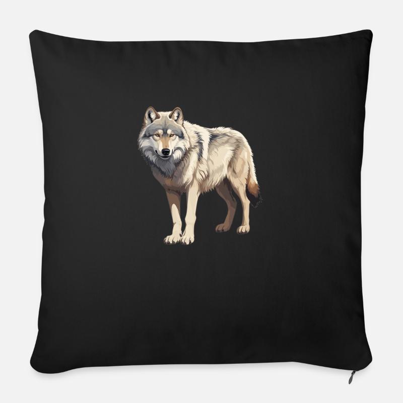 Wolf - Großes Wolf Motiv - Sofakissen mit Füllung 45 x 45 cm - Schwarz