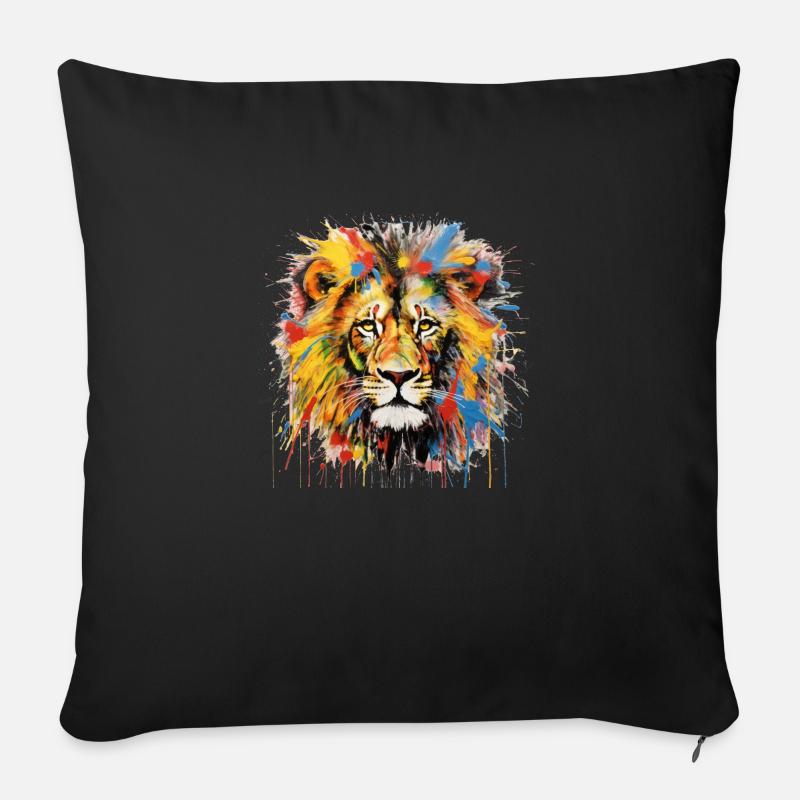 Grafitti-Löwe - Sofakissen mit Füllung 45 x 45 cm - Schwarz