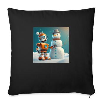 mignon petit robot vintage futuriste orange - Coussin et housse de 45 x 45 cm - noir - Devant