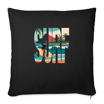 Surf, Surfer, Beach, Hawaii - Sofa pillow with filling 45cm x 45cm - black - Front