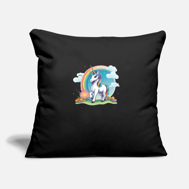 Fröhliches Kinder Einhorn Regenbogen Logo Sofakissen mit Füllung 45 x 45 cm