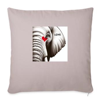 Amour d’éléphant - Coussin et housse de 45 x 45 cm - taupe clair - Devant