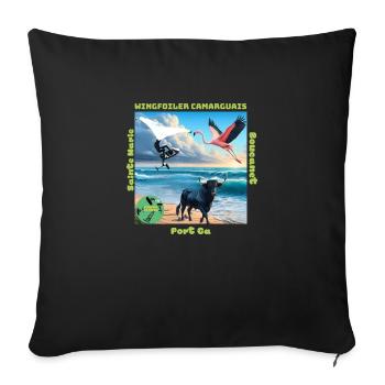 Planchou Waterman wingfoiler camarguais spots - Coussin et housse de 45 x 45 cm - noir - Devant