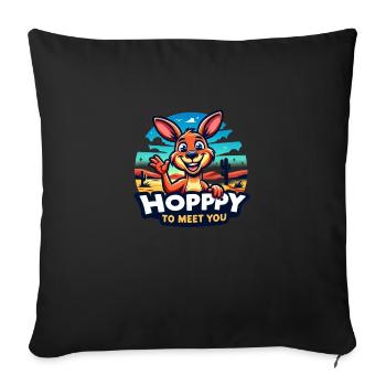 Hopppy to meet you - Sofa pillow with filling 45cm x 45cm - black - Front