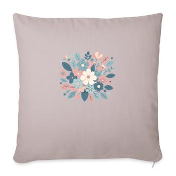Composition floral couleur pastel - Coussin et housse de 45 x 45 cm - taupe clair - Devant