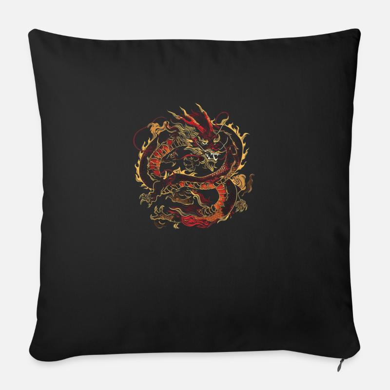 Dragon - Coussin et housse de 45 x 45 cm - noir