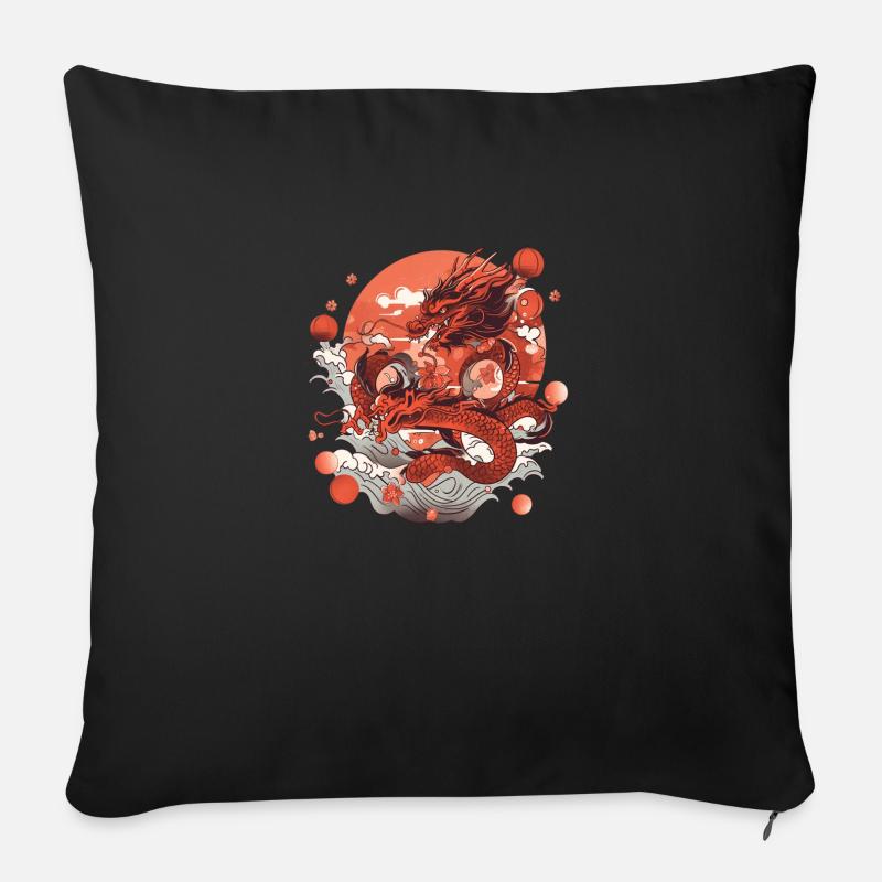 Dragon - Coussin et housse de 45 x 45 cm - noir