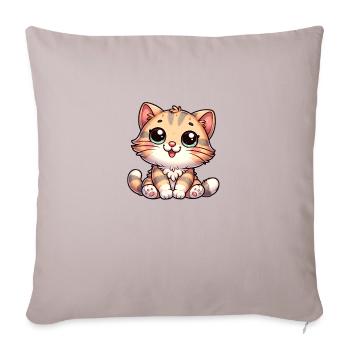 Chat mignon avec de grands yeux pour les amoureux des chats - Coussin et housse de 45 x 45 cm - taupe clair - Devant