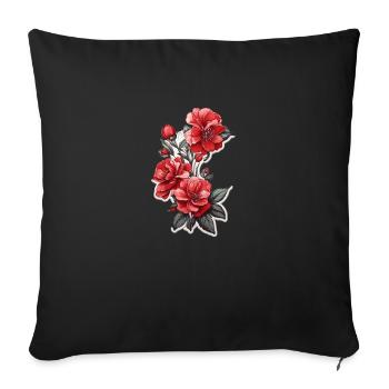 Schöne Rote Blume - Sofakissen mit Füllung 45 x 45 cm - Schwarz - Vorne