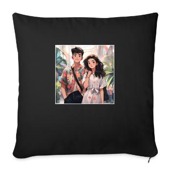 Amoureux - Coussin et housse de 45 x 45 cm - noir - Devant