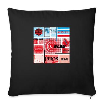 #11 ROUGE ET BLEU - Coussin et housse de 45 x 45 cm - noir - Devant