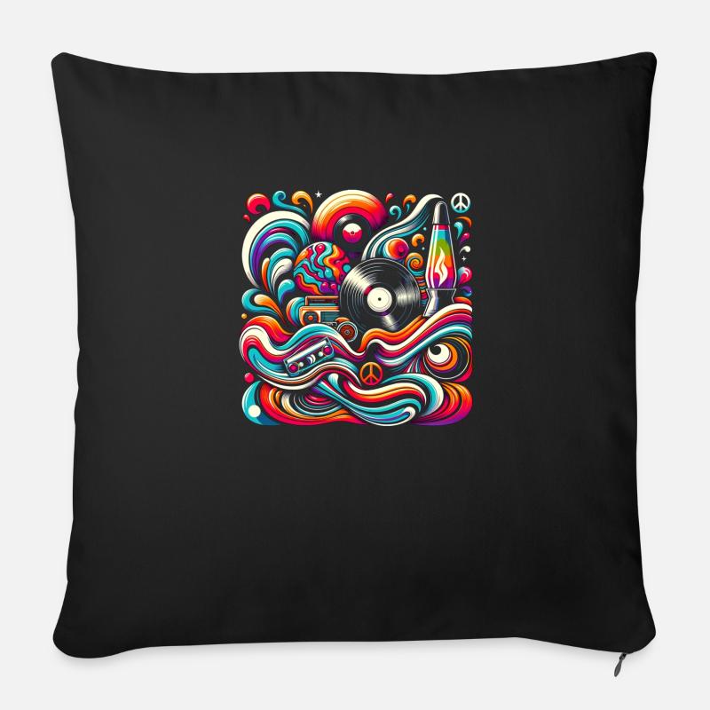 Ambiance de tourbillon rétro - Coussin et housse de 45 x 45 cm - noir