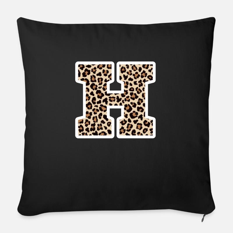 Buchstabe H Leopardenmuster - Geschenkidee zum Geburtstag - Sofakissen mit Füllung 45 x 45 cm - Schwarz