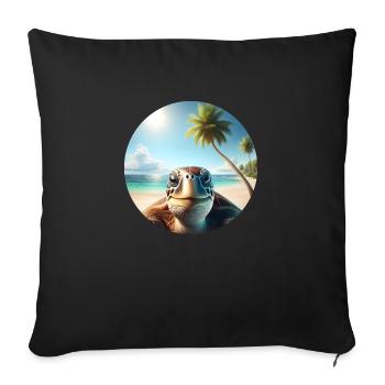 Tortue souriante - Coussin et housse de 45 x 45 cm - noir - Devant
