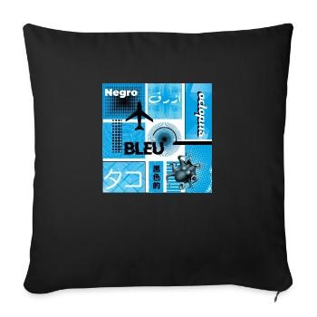 #15 BLEU - Coussin et housse de 45 x 45 cm - noir - Devant