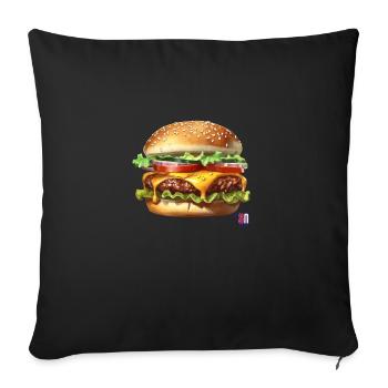 I love HAMburger - Sofa pillow with filling 45cm x 45cm - black - Front