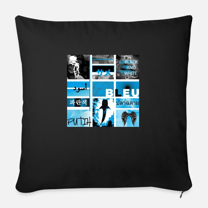 #16 BLEU NOIR ET BLANC - Coussin et housse de 45 x 45 cm - noir