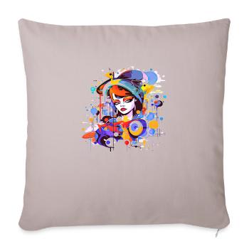 Beautiful female paint art Face colorful woman - Sofa pillow with filling 45cm x 45cm - light taupe - Front