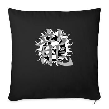 dragon23 white kanji dragon grey black background - Sofa pillow with filling 45cm x 45cm - black - Front
