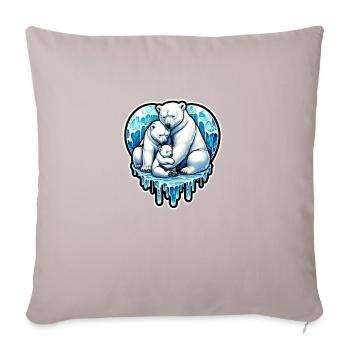 famille ours polaire fonte glace - Coussin et housse de 45 x 45 cm - taupe clair - Devant