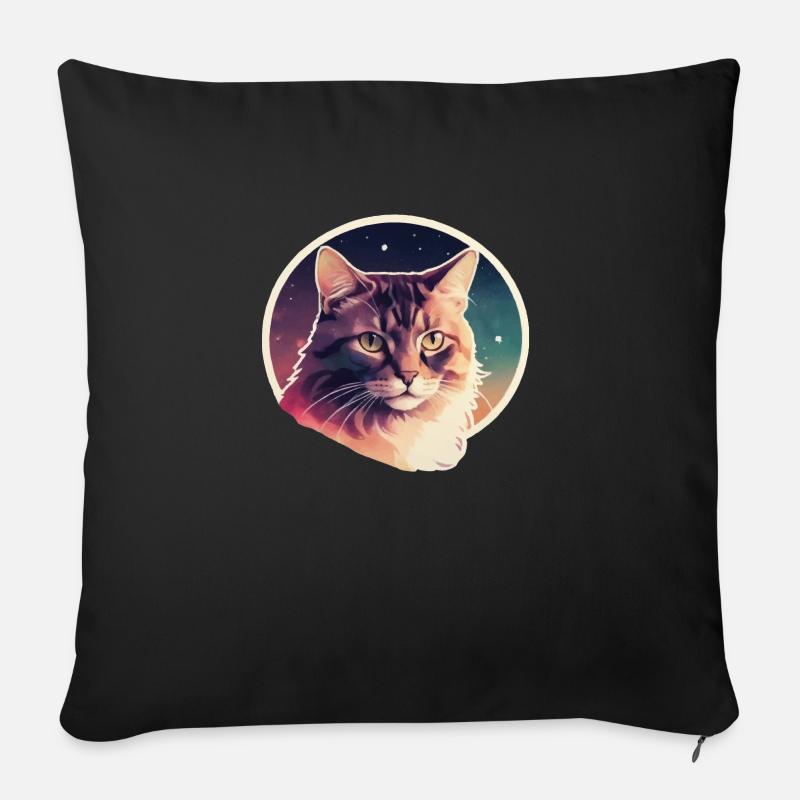 Katze in den Sternen - Sofakissen mit Füllung 45 x 45 cm - Schwarz