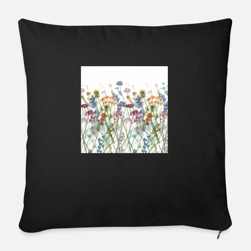 Blumenwiese - Sofakissen mit Füllung 45 x 45 cm - Schwarz