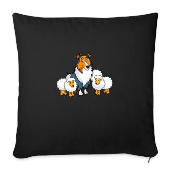 Gentle Collie Herding Sheep - Sofa pillow with filling 45cm x 45cm - black - Front